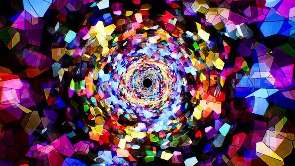 彩色玻璃马赛克图案隧道效应 — 图库照片
