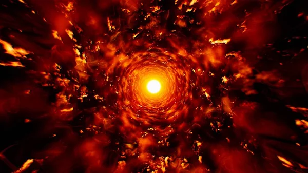 Arte Digital Red Burning Flame Tunnel Dark — Fotografia de Stock