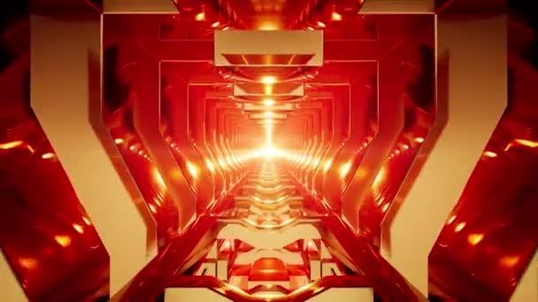 Glödande Rött Ljus Gold Palace Tunnel Slingor — Stockvideo