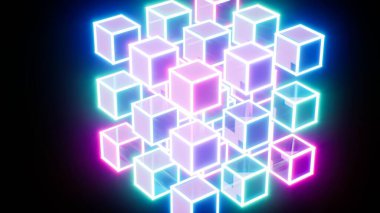 Parlayan Neon Çoklu VJ Kutuları Döşemede