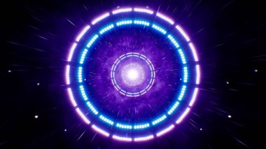 Karanlık Galaksi Uzayında Parlayan Neon Çember Işığı