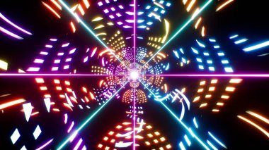 Parlak Çizgi Şekli Sanatı ve Çok Renkli Işık Işığı Efekti