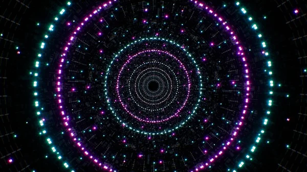 Neonové Třpytky Kruh Světlo Sci Tunelu Pozadí — Stock fotografie