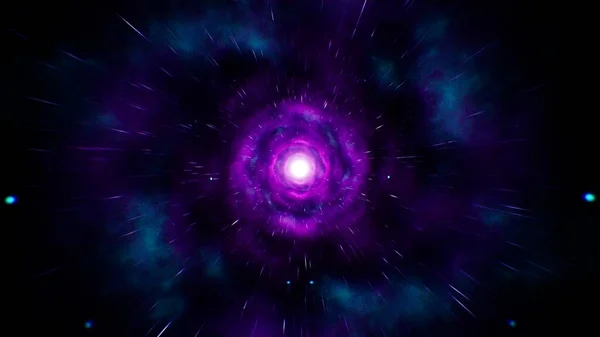Voando Através Neon Névoa Nebulosa Fundo — Fotografia de Stock