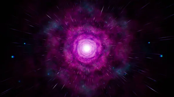 Multi Linhas Partículas Espalhando Espaço Nebulosa Púrpura — Fotografia de Stock