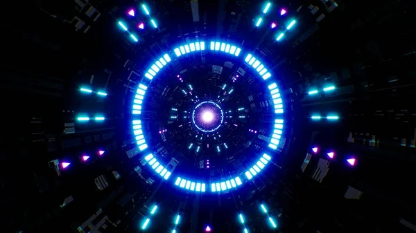 Science Fiction Neon Light Tunnel Background — 스톡 사진