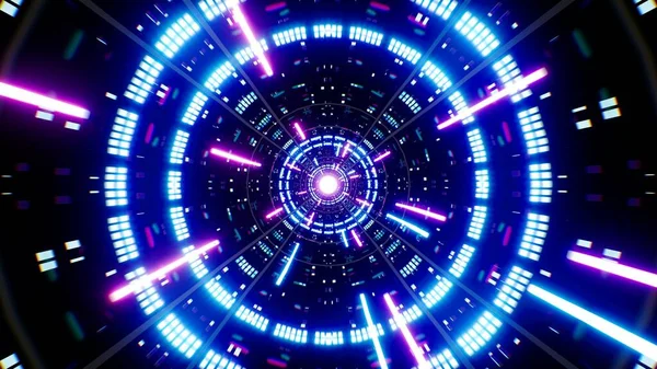 Neon Light Beam Strzelanie Portalu Kosmicznym — Zdjęcie stockowe