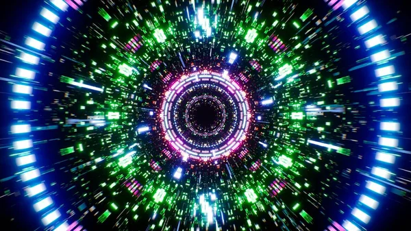 Świecący Wielokolorowy Neonowy Tunel Teksturalny — Zdjęcie stockowe