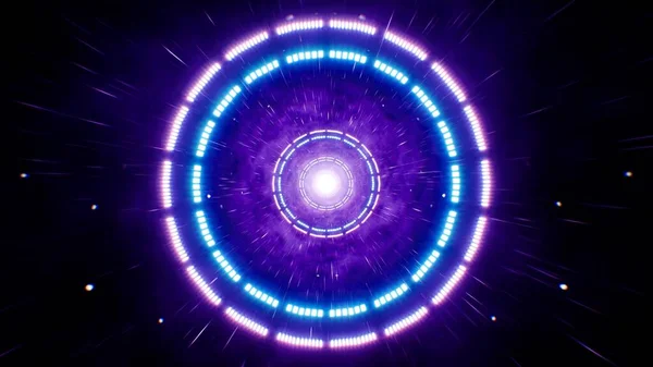 Ragyogó Neon Kör Fény Sötét Galaxis Tér — Stock Fotó