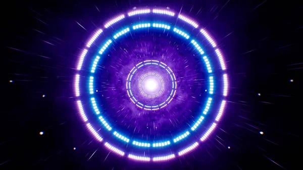 Karanlık Galaksi Uzayında Parlayan Neon Çember Işığı
