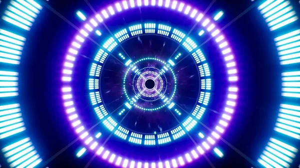 Shining Purple Και Blue Circle Φως Σήραγγα Τεχνολογίας — Φωτογραφία Αρχείου