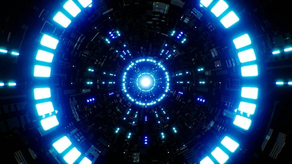Przyszłość Technologia Blue Light Science Fiction Tunnel — Zdjęcie stockowe