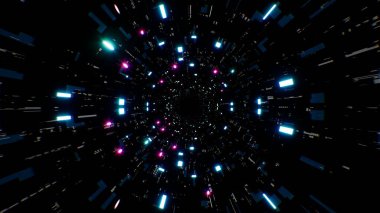 Bilim Kurgu Desenli Doku Tünelinde Neon Parıltısı