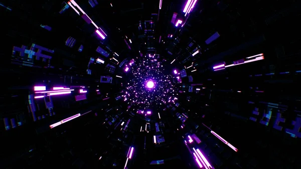 Luce Viola Incandescente Futuristico Tunnel Sfondo — Foto Stock