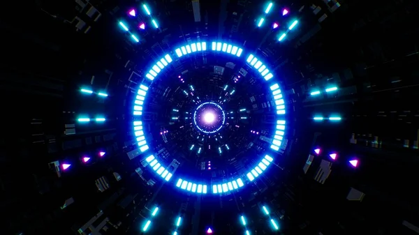 Science Fiction Neon Light Tunnel Hintergrund — Stockfoto