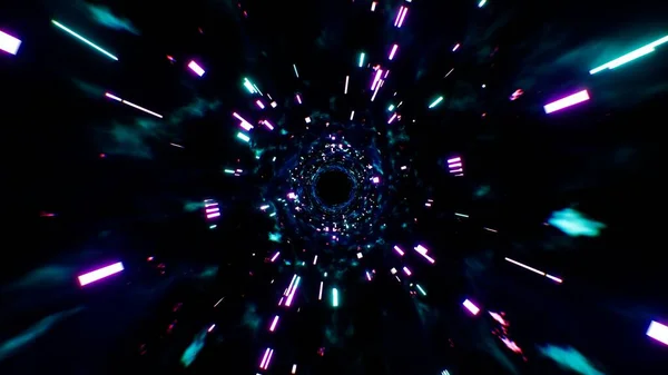 Neon Deeltjes Met Dimensie Energie Gaten — Stockfoto