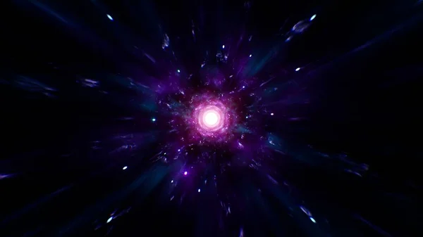 Λαμπερό Ροζ Αστέρι Νετρονίων Στο Διαστημικό Υπόβαθρο Galaxy — Φωτογραφία Αρχείου