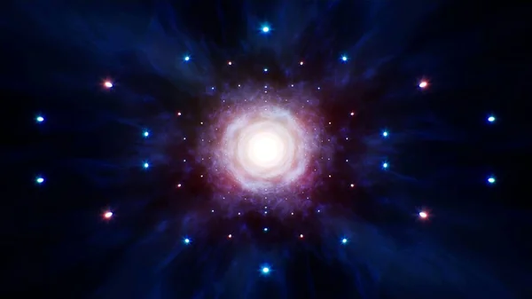 Partículas Brilho Nebulosa Espacial Energia — Fotografia de Stock