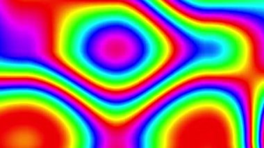 Değişken renkli desenlere sahip soyut sanat, canlı renkleri çarpık akış şekillerine harmanlayarak dinamik bir psikedelik görsel efekt yaratır..