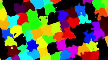 Soyut arka plan titreşen rengarenk yapboz benzeri desenler, canlı ve dinamik bir dijital sanat efekti yaratıyor.