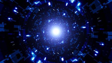 Mavi ışık teknolojisi model bir tünel arka planı