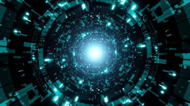 Cyan ışık teknolojisi model tünel arka planı