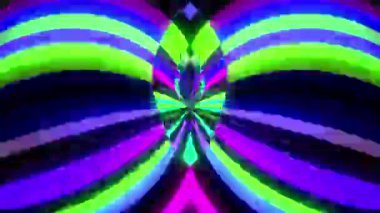 Simetrik neon sanat deco çizgilerinin kusursuz titreşim arkaplanı canlı VJ görseller oluşturur.