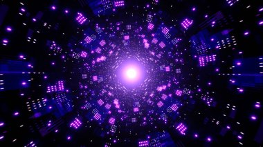 Fütürist ışık efektleriyle parlayan bir neon bilim kurgu teknolojisi.