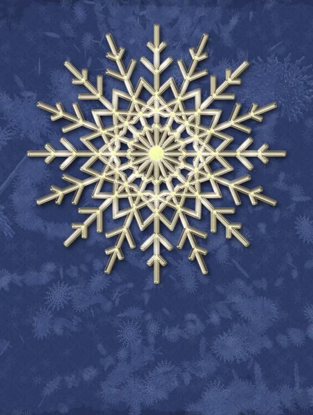 Gold snowflake star on a blue background 1 — Stock Photo, Image