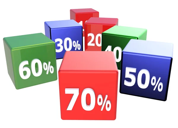 Відсотки, продаж, рекламні кубики — стокове фото