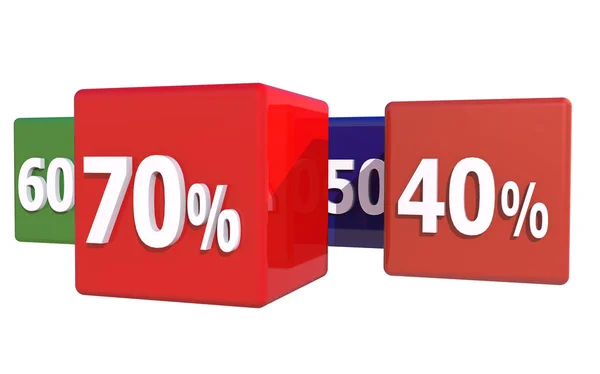 Pourcentage, vente, cubes publicitaires — Photo