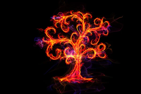 Arka plan ağaç illüstrasyon yanan,