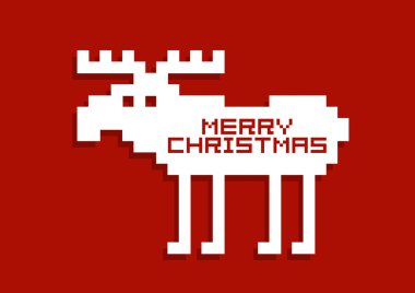 Komik Ren geyiği ile kırmızı Noel kartı