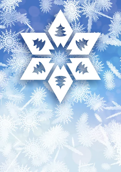 Tarjeta navideña con copo de nieve decorativo y elemento gráfico — Foto de Stock