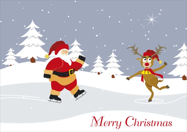 Komik Noel kartı ile Noel Baba ve Ren geyiği