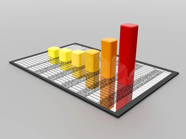 2016 02 04 - Diagrama de color - gráfico 3d - sobre un fondo claro con reflejos . —  Fotos de Stock