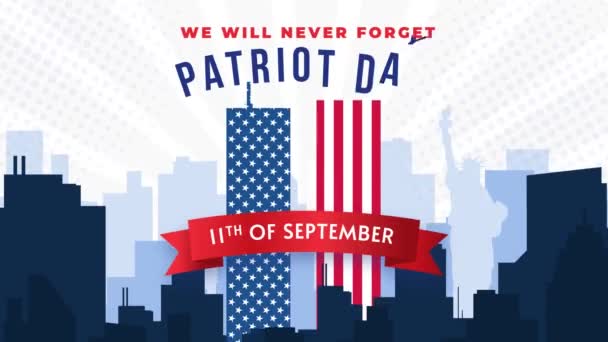 Illustratie Van Patriot Day Concept Met Tekst Never Forget Geschikt — Stockvideo