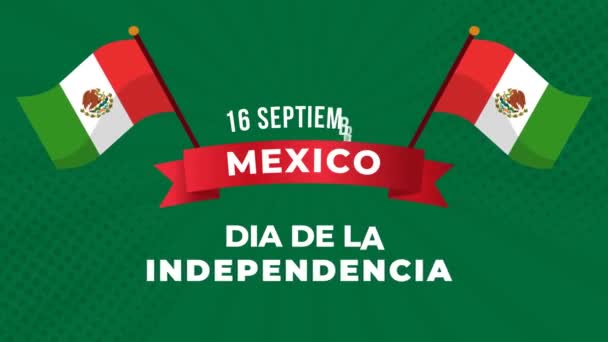 Mexico Onafhankelijkheidsdag Feest Mexico Waving Flag Animatie Geschikt Voor Het — Stockvideo