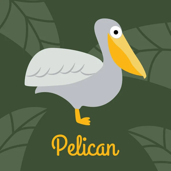 Pelicano Bonito Fundo Verde Ilustração Vetorial — Vetor de Stock