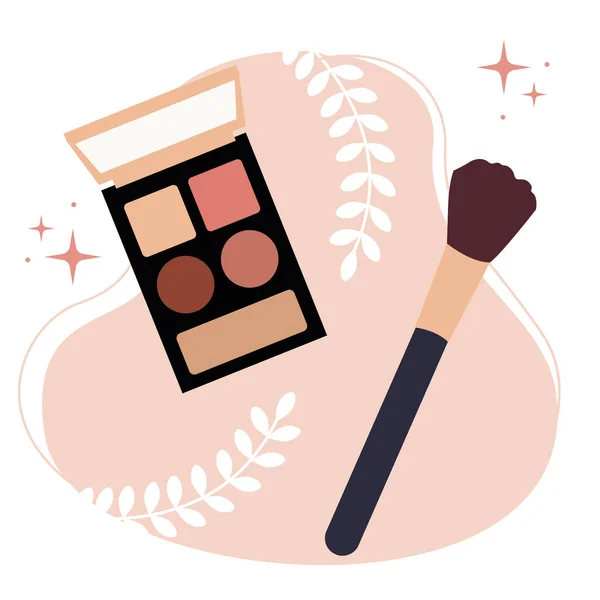 Eye Shadow Cosmetic Makeup Brush Isolated Light Blue Background Makeup — Stock Vector