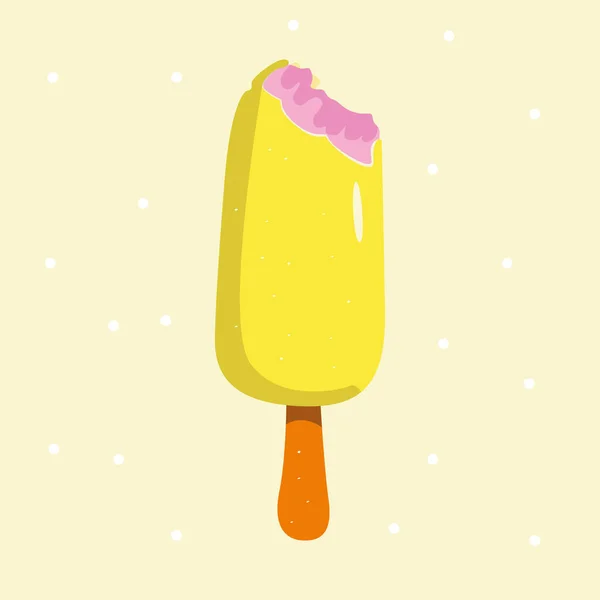 Helado Vectorial Palo Color Limón Con Relleno Rosado Picado — Archivo Imágenes Vectoriales