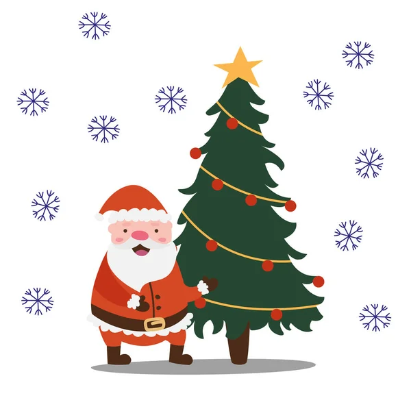 Desenhos Animados Personagem Bonito Papai Noel Está Alegra Sob Árvore — Vetor de Stock