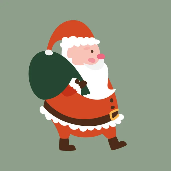 Personagem Desenhos Animados Papai Noel Terno Vermelho Carrega Uma Bolsa — Vetor de Stock