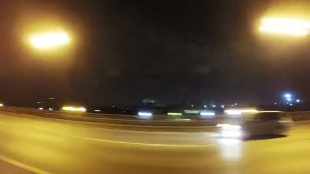 Fast City Drive notte strada timelapse vista laterale 2 — Video Stock