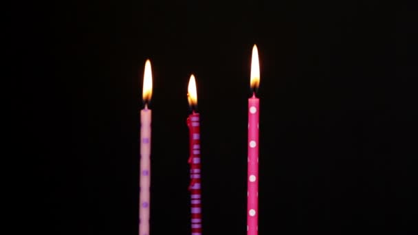 Happy Birthday Candles 3 year, blurred — Stock Video