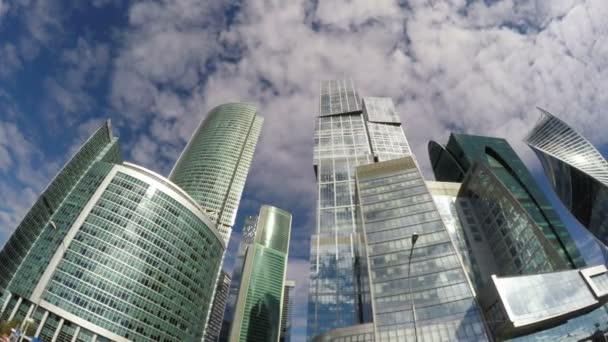 A group of modern skyscrapers in Moscow city — Stock Video