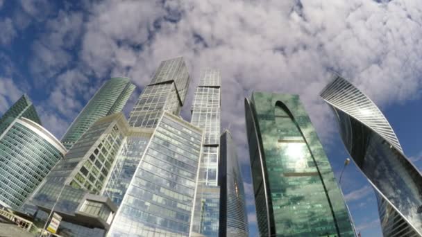 A group of modern skyscrapers in Moscow city — Stock Video