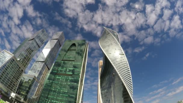 A group of modern skyscrapers in Moscow city — Stock Video