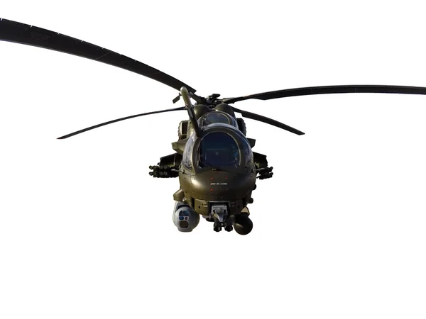 Wojskowy helikopter sylwetka na białym tle — Zdjęcie stockowe