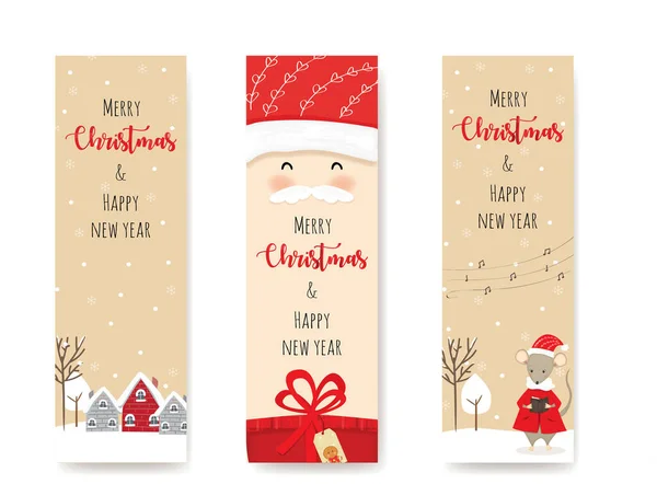 Conjunto Tres Lindos Marcadores Navidad —  Fotos de Stock